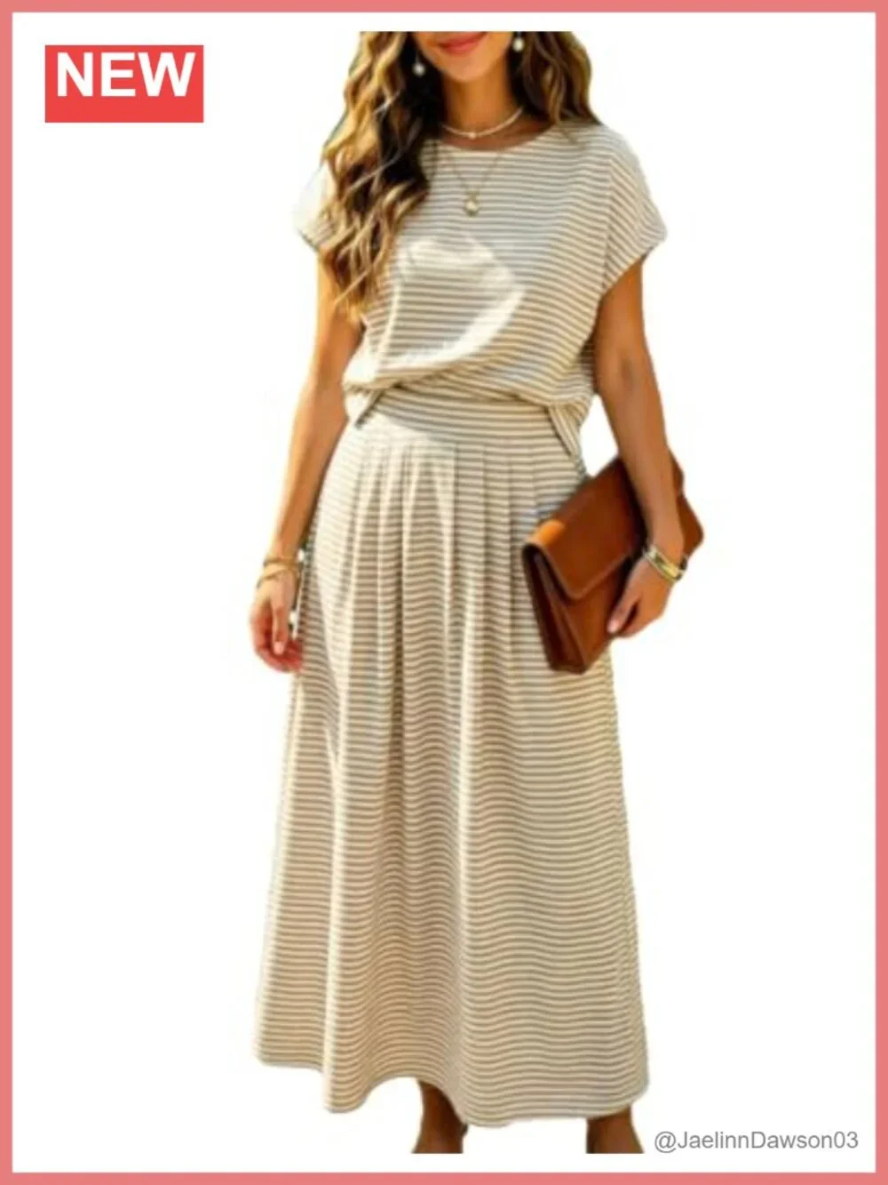 Women's 2 Piece Outfits Striped Skirt Shirt Sets Cotton Spandex